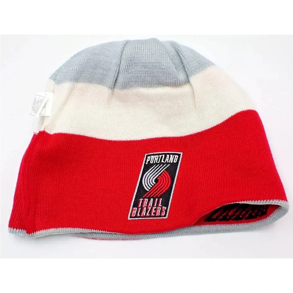Adidas Reversible Knit Beanie Portland Trailblazers Stocking Cap Red Pinwheel